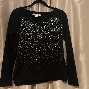 HOLIDAY SALE PRICE DROP Boston Proper Holiday Bling Stones Black Top Size XS
